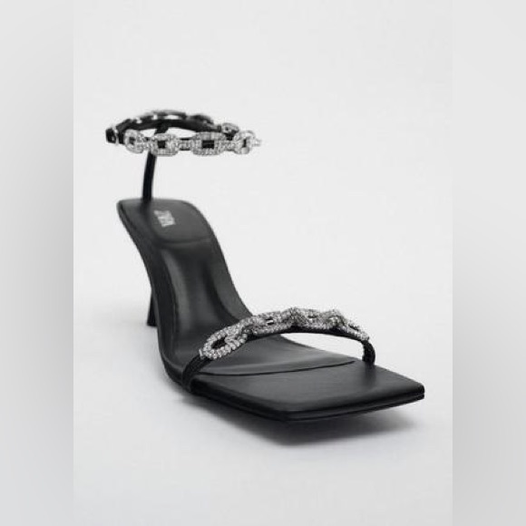 🆕(NWT) ZARA Rhinestone Chain Heels. Size US 11. ***SEE DESCRIPTION*** - Picture 3 of 10